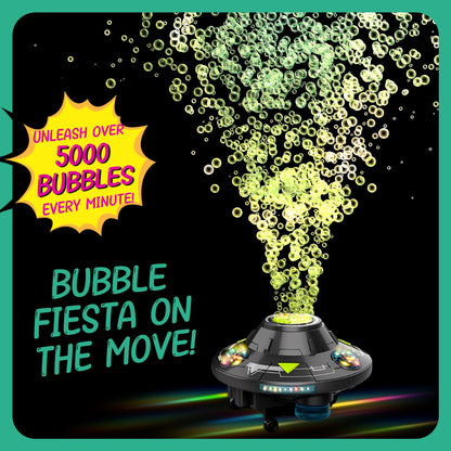 Bubble Machine for Kids - Automatic Bubble Maker with LED Light & Music, Rotating 360° UFO Toys, Safe Bubble Blower for Pets Dogs Cats, Cool Outdoor Toy for 1-3 3-8 Year Old Boys Girls Birthday Gifts
