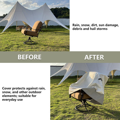 LSongSKY Outdoor Swivel Lounge Chair Cover 2 Pack,100% Waterproof Heavy Duty Outdoor Chair Covers,(33 W x 35 D x 38.5 H inches) Patio Furniture Cover for Swivel Patio Chair,White&Grayish Green