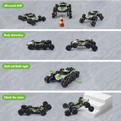 ToyFuntasy 8 Wheels Remote Control Car - Birthday Gifts for 6 7 8 9 10 11 12 Years Old Boys, Gesture Sensing RC Stunt Car with Lights & Spray & 360 Degree Flips, 2.4Ghz Climbing Toys for Kids Age 6-12