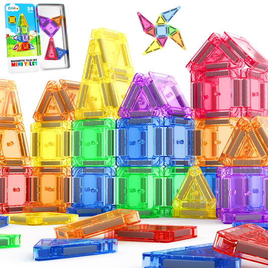 Coodoo Magnetic Tiles for Kids Ages 4-8 Toddler Toys Magnetic Blocks Building Toy STEM Outdoor Kids Toys Gift for Boys & Girls 3+ Year Old, Pocket-Sized Mini Tiles for Classroom Must Haves