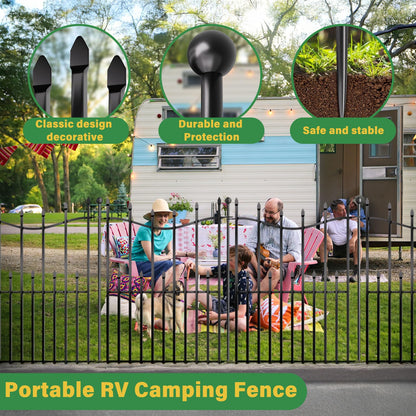 10 Panels No Dig Decorative Garden Fence, 24in(H)×22ft(L) Heavy-Duty Rustproof Metal Panels, Outdoor Dog Barrier for Yard & Patio, Landscape, Border| Portable Temporary Fencing