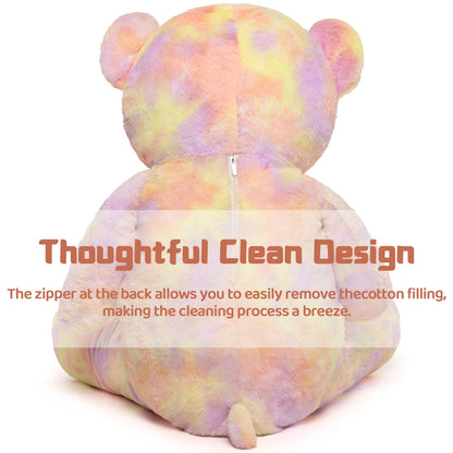 Tezituor 40in Giant Teddy Bear Stuffed Animal,Big Bear Plush Toys,Rainbow Yellow Soft Bear Plushies, Stuffed Animals Gifts for Baby Shower, Valentine, Christmas, Birthday, Party Decoration