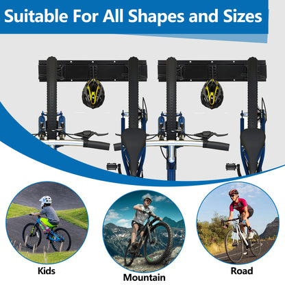 Sinoer Bike Storage Rack,Bike Storage Hanger, 4 Bikes + 3 Helmets Heavy Duty Bike Storage Vertical Bike Rack Holds up to 66lbs, 20 inches / 511mm -2 Rails