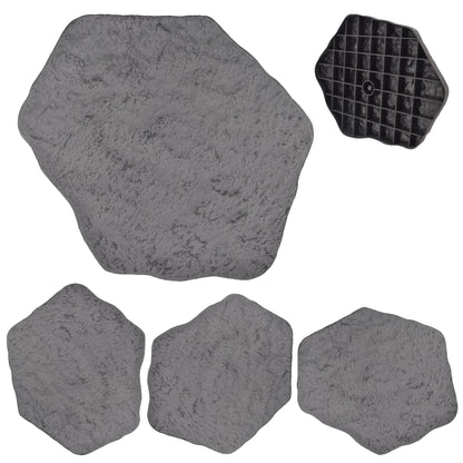Arcadia Garden Products Set of 4, 16x17” Dark Gray Stepping Stone Fiberclay Pavers, Outdoor Garden Natural Repeatable Pattern Pathway, Faux Stone Decorative Landscaping Walkway