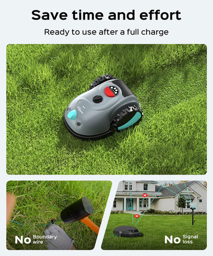 YARDCARE V100 Robot Lawn Mower with HD Vision Navigation, Smart Obstacle Detection, Collision Sensors, Adjustable Cutting Height, Low-Noise Operation—Perfect for Small Lawns up to 1,600 sq ft.