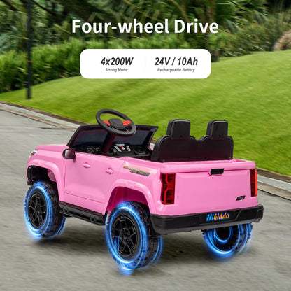 Hikiddo 24V 10Ah Ride on Toy for Big Kids, 4WD 2 Seater Electric SUV Kids Car to Drive w/Remote Control, 4x200W Motors - Pink
