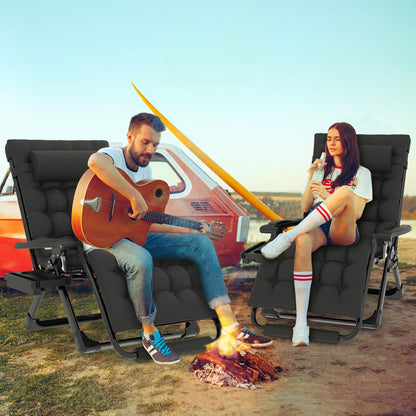 ZENPETIO Oversized Zero Gravity Chair, 33In XXL Zero Gravity Recliner Lounge Chair, Anti Gravity Chair for Indoor and Outdoor, Reclining Camping Chair for Lawn and Patio w/Cushion and Footrest, 500LBS