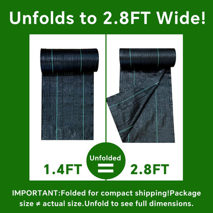 Vanver Weed Barrier Landscape Fabric Heavy Duty,2.8FT x 50FT Premium Garden Weed Blocker Fabric for Weed Control, Plastic Ground Cover with Woven Weed Cloth,Durable Landscaping Fabric