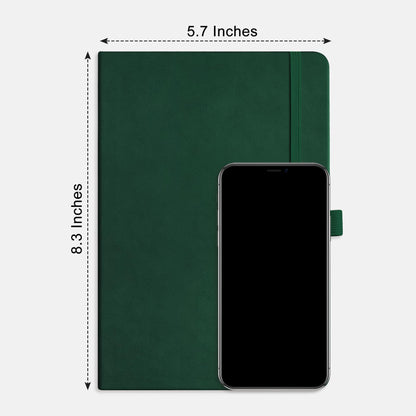 RETTACY Blank Journal Notebook, 2-Pack, 192 Pages per Pack, A5 Medium Size (5.7'' x 8.3''), Leather Hardcover, 100 GSM Thick Paper, for Sketching, Drawing, Painting (Black & Dark Green)
