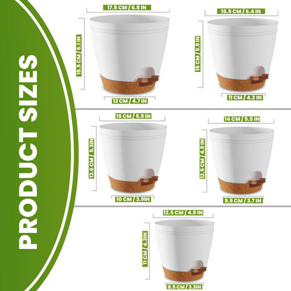 Utopia Home Self Watering Pots for Indoor Plants, Planters for Indoor Plants, Multi-Size Flowerpot, Set of 10 Plant Pots with Drainage & Reservoir, 6.8"/6.4"/5.9"/5.5"/4.9" (White)