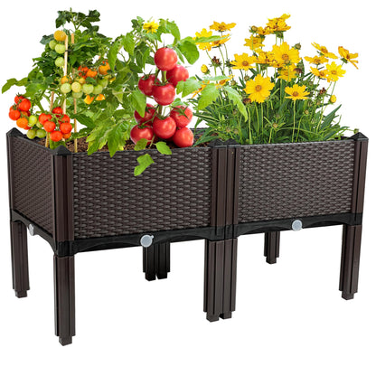 TDDSS Raised Garden Bed Planters for Outdoor Plants with Legs Elevated Rectangular Planter Boxes Garden Patio Balcony Deck for Planting Flowers, Vegetables, Tomatoes, and Herbs