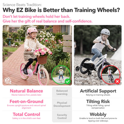 RoyalBaby Girls Bike, Stargirl EZ Kids Bike Balance and Pedal Bicycle with Basket, 14 Inch Toddlers to Big Kids 3-5 Years, Candy Pink
