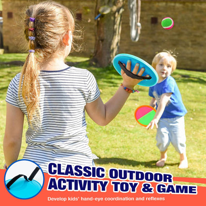 Toss and Catch Ball Game Set - Outdoor & Indoor Activity Toys for Kids - Sticky Paddle Ball Toy for Boys Girls 3 4 5 6 7 8-12 Year Old - Great Games for Beach Pool Yard - Easter Basket Stuffers Gifts