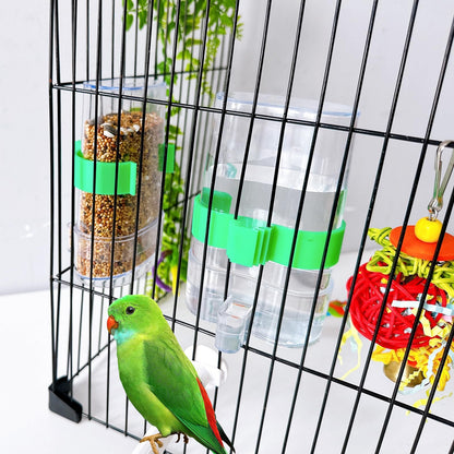 Automatic Bird Water Dispenser Parrot Water Feeder Bird Seed Food Container Parakeet Waterer Cockatiel Cage Accessories Automatic Feeding for Finch Lovebird Canary Small Birds(2Pcs)