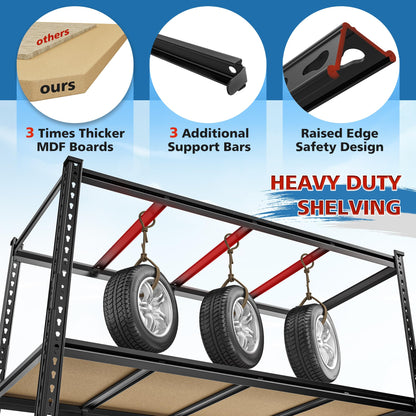 DurayLoly 83.8"H Garage Shelving 59.8"W Metal Shelving 3000LBS Storage Shelves Heavy Duty Garage Shelves Adjustable 6 Tier Metal Shelf for Basement Warehouse Pantry Supermarket 59.8"W x 24"D x 83.8"H