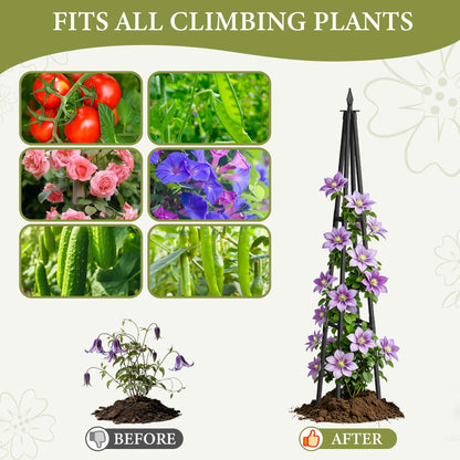Obelisk Trellis for Climbing Plants Outdoor,4.0 Ft Garden Trellis for Potted Plants, Metal Trellis with Anti-Rust Coated for Potted Plants Indoor, Plant Support for Vegetables, Vines