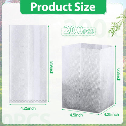 Augshy Nursery Growing Bags, 200Pcs Plant Grow Bag Non-Woven Fabric Seedling Pots Seedling Bag for Planting Seed Starting Pots Pouches for Vegetable Flower Fruit Saplings Tree (9" x 9")