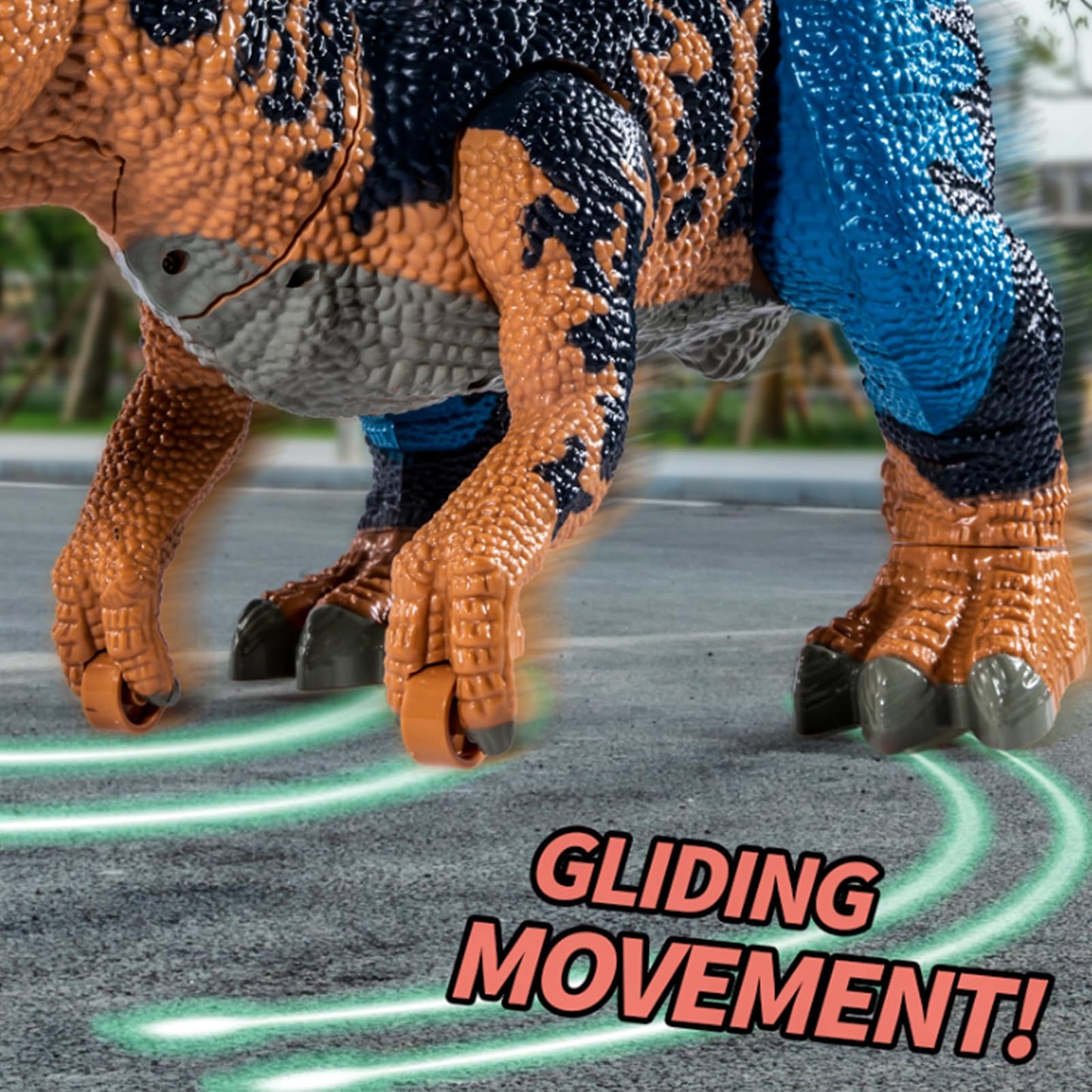 BLmukce 24" Large Dinosaur Toys for Kids 3-5, Big Dinosaur Tyrannosaurus rex Figure Toy with 10+ Dinosaurs Belly Storage, Gliding Wheels, Lights Sounds & Mist Spray – T-Rex that eats Toy for Boys Gift