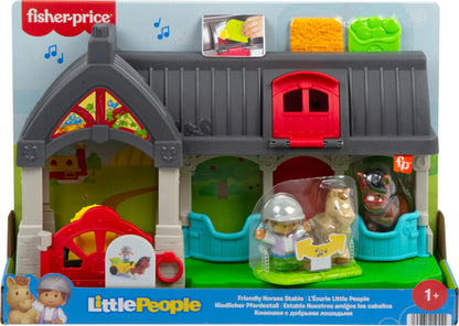 Fisher-Price Little People Toddler Toy Friendly Horses Stable Playset with Sounds, Figures & Accessories for Kids Ages 1+ Years