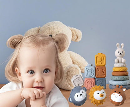 TMYIDO Baby Soft Textured Multi Soft Ball Gift Sets,Sensory Balls for Toddlers 06-18 Months,Cute Animal Shapes Sensory Ball for Babies,Montessori Toys for Babies 6-18 Months 6 Pack(Standard Edition)