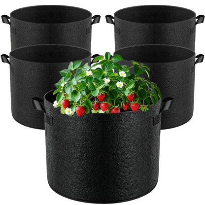COZYDIG 5 Pack 10 Gallon Plant Grow Bags Thickened with Durable Handles,Heavy Duty Nonwoven Fabric Pots for Tomato,Potato,Strawberry,Vegetable,Fruits and Flowers