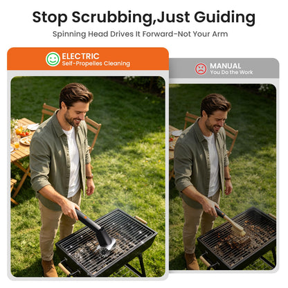 Rechargeable Electric BBQ Grill Brush, 2600mAh Battery, 2-Speed Power, LED Light, 100 Mins Long Runtime, 304 Stainless Steel Heat Resistant Grill Cleaner for Outdoor Camping & Grilling