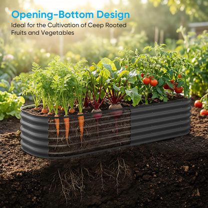 TABU Galvanized Raised Garden Bed Outdoor, 8x4x1.5 Ft Metal Planter Box with Anti-Cutting Edge, Rust-Resistant Garden Bed Kit for Outdoor Gardening, for Vegetables, Flowers, Herbs, Grey