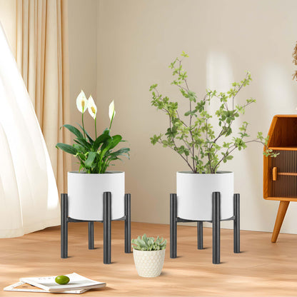 NSYOOMH Adjustable Metal Plant Stand Black, Fits 8 -13 Inch Heavy Duty Flower Pots Holder - Floor Single Plant Stands Indoor Outdoor for Corner Planter Outside Potted Plants (Pot Not Included)
