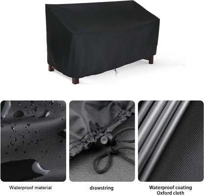 Hengme Outdoor Glider Bench Cover, Waterproof Patio Porch Loveseat Covers for Yard Rocking Swing Chair, Garden 2-Person Sofa, Black, 48" W x 29" D x 36" H