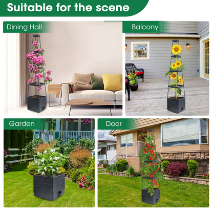MQFORU 4Pack Raised Garden Bed Planter Boxes with Trellis, 57" Self-Watering Tomato Planter Boxes with Trellis for Climbing Vegetable and Plants, Tomato Cage for Indoor Outdoor Use