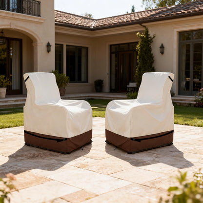 Youkaver Outdoor Recliner Chair Covers,Patio Swivel Chair Covers,600D Heavy Duty Waterproof Patio Rocking Chairs Cover,Outdoor Furniture Covers for All Weather Protection.Beige & Brown