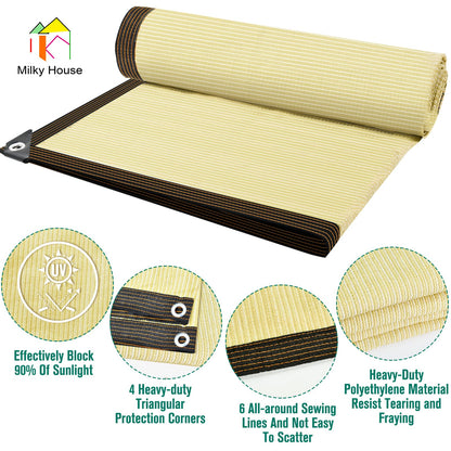 Sun Shade Cloth, Balcony Privacy Screen 10X3.4ft, Garden Shade Cloth with Grommets, Shade Net for Backyard Outdoor Sunblock, Shade Netting for Greenhouse Plants Porch Patio Deck Shade Screen Mesh Tarp