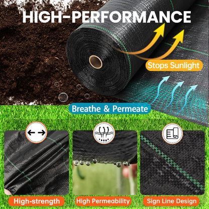 GRASSCLUB 5 x 30 Feet Weed Barrier Fabric Garden Landscape Weed Blocker Woven Fabric Heavy Duty Ground Cover Mat