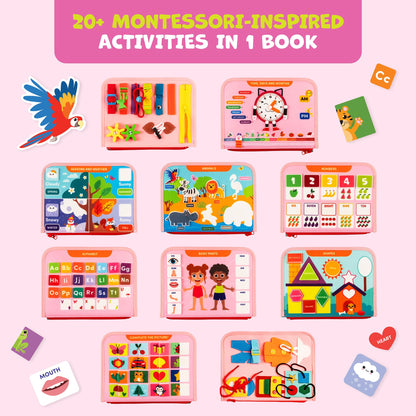 Clever Fox Play Busy Book for Toddlers 1-3 Year-Old – Baby Busy Board Book – Montessori Felt Activity Board for Learning Fine Motor Skills, Car Airplane Travel Toy – Birthday Gift for Girls Ages 1+