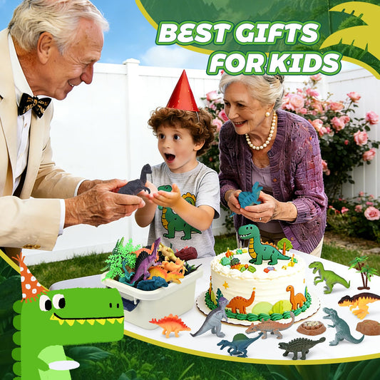 BURIESUR 34PCS Dinosaur Toys for Kids 3-5 with Storage Box,Realistic Dinosaur Figures for Kids 3-7 Years Old,Birthday Gift for Boys Girls