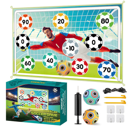 𝗫𝗔𝗪𝗔𝗖𝗔𝗛 Toy Soccer Ball Game Set for Kids ages 3-6, Indoor Outdoor Backyard Toss Soccer with 2 Sticky Balls & Foldable Fabric Goals, Football Sports Toy Gifts for 3 4 5 6 Years Old Boys Girls