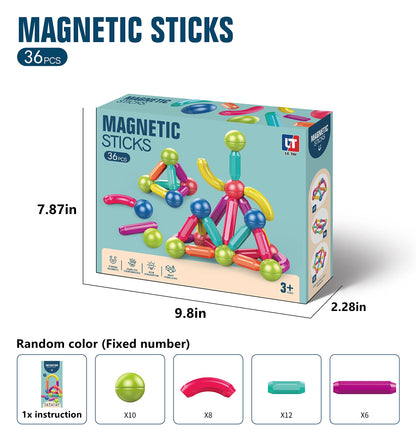 Toddler Magnetic Blocks,Magnetic Balls and Rods,Educational Magnet Building Blocks,Kids Montessori Toys for 3 4 5+ Year Old Girls Boys,Learning Stem Preschool Toys For Toddlers 1-3 Year Old(36pcs)