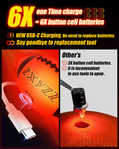 Zxyzz Rechargeable Glow in The Dark Football Birthday Gifts for 6 7 8 9 10 11 12 13 14 15 Year Old Boys, NO 6 Light Up Football Perfect for Teen Outdoor Sports Ideas, Kids Boys Toy Stuff Ages 6-15