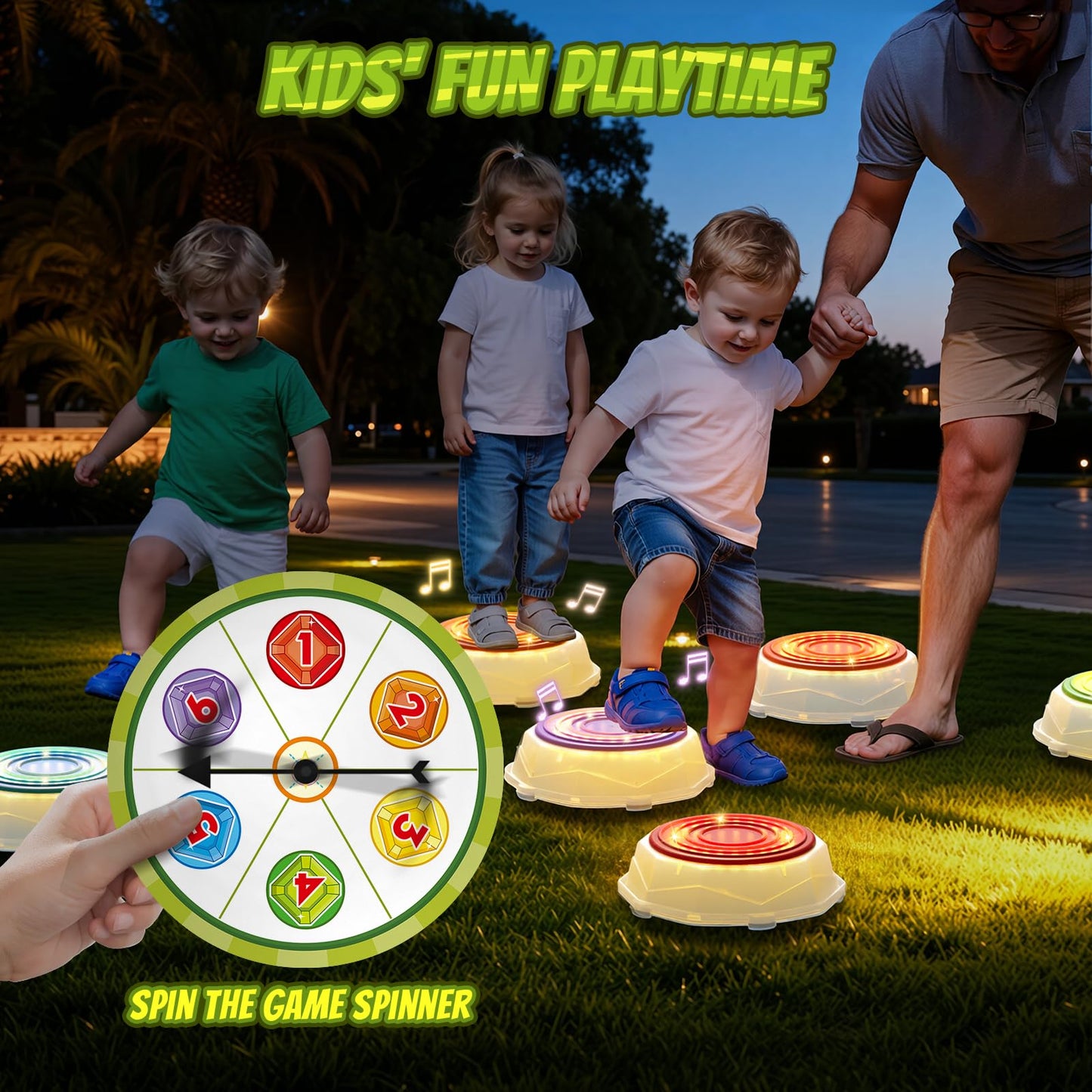 Light Up Stepping Stones for Toddlers 3-5 - 6 PCS Non-Slip Musical Stackable Step Stones, Toddler Obstacle Course Sensory Toys, Indoor Outdoor Jumping Play 1-3 Years Old Boys Girls Birthday Gifts