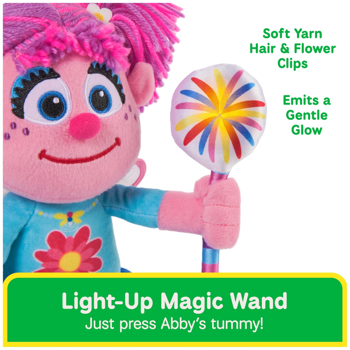 GUND Sesame Street Abby Cadabby Plush with LED Wand, Toddler Doll with Nightlight, Sensory Toy, Sesame Street Stuffed Animal for Ages 1 and Up, 13”
