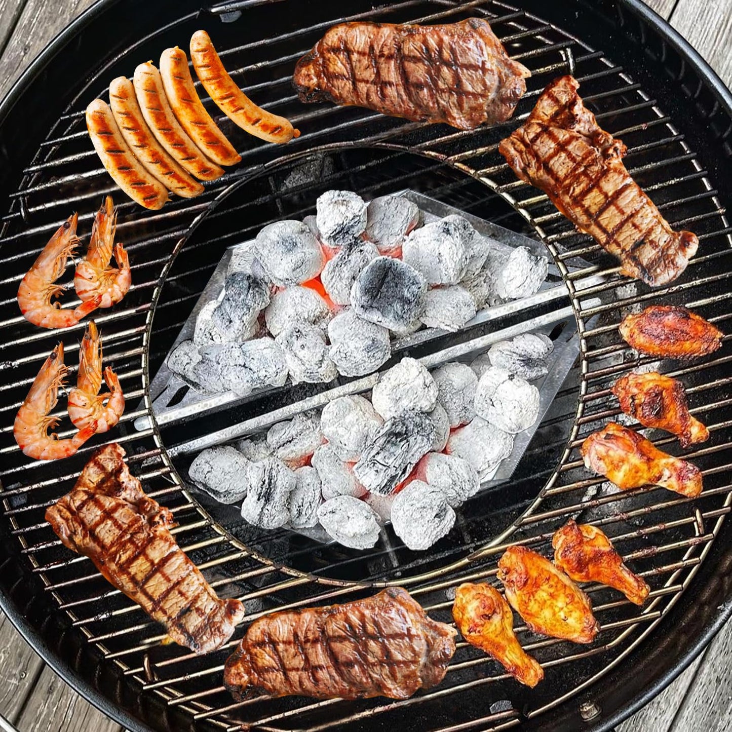 Charcoal Basket Stainless Steel for Weber Char-Basket Charcoal Holders Compatible with Weber 22 inch Grilling Accessories Charcoal Kettle Grill Accesories(2 Pieces)