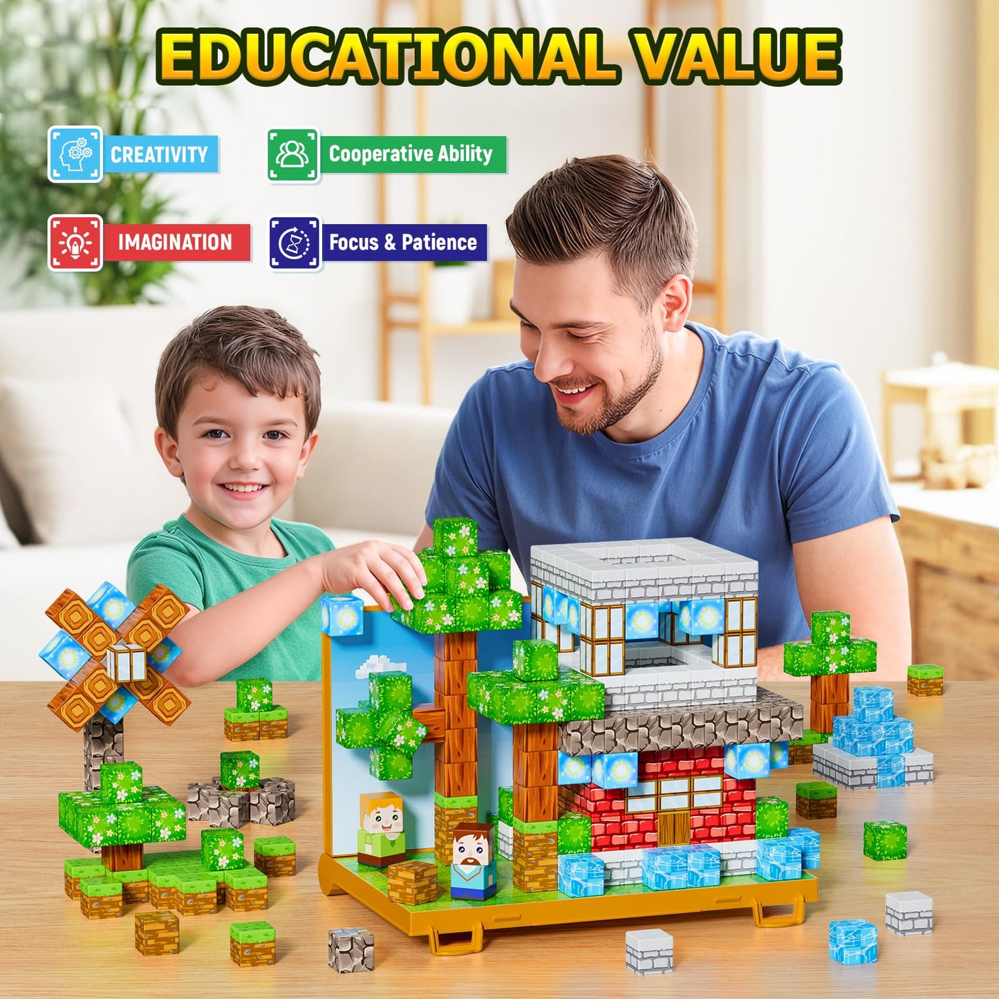 Wxlbr Magnetic Blocks, Magnetic Building Blocks,STEM Constructions Magnet Blocks for Kids, Boys and Girls Age 3+ Years Old, Building Toys Gifts for Kids 84PCS 1" Large Size