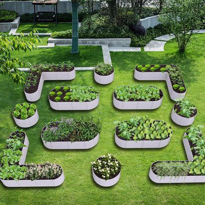 A ANLEOLIFE 12-Pack 4X4X1.5ft & 6X2X1.5ft & 81x81x18 in Deep Root Galvanized Raised Garden Beds Outdoor for Planting Vegetables Flowers Herb, Antique White