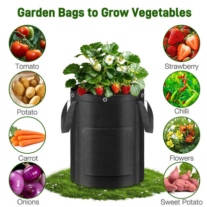 4 Pack Potato Grow Bags 15 Gallon with Harvest & Visible Window Thickened Garden Bags to Grow Vegetables with Handles & Metal Grommets for LST, Fabric Pots for Growing Carrots, Tomatoes, Onions