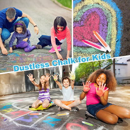 ZHBDMGK Sidewalk Chalk for Kids, 48 Colors Dustless Washable Toddlers Chalk with Plastics Holder for Blackboard Drawing Writing Toys Gift Party Favors