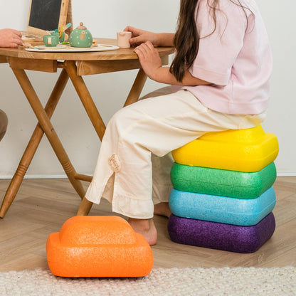 Soft Foam Stepping Stones for Kids – Indoor Balance & Coordination Toy – Lightweight Non-Toxic Styrofoam Play Stones – Obstacle Course, Floor is Lava Game, Sensory Play – Set of six