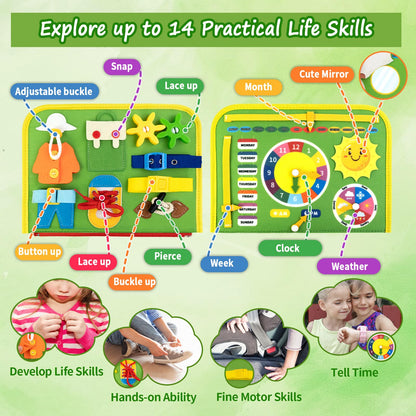 Letoya Toddler Busy Board, Farm Busy Book Montessori Toys for Toddlers, Sensory Board Learning Toy Educational Activity Books Birthday for Girls Boys, Travel Toys for Airplane Car