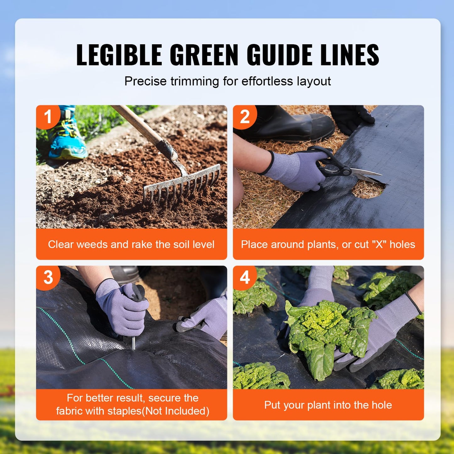 VEVOR Weed Barrier Landscape Fabric, 3x300 FT Heavy Duty Garden Weed Fabric, 3.2Oz Woven Weed Control Fabric, Weed Blocker Mat, Easy Setup, Durable PP Gardening Fabric for Driveway Ground Cover, Black