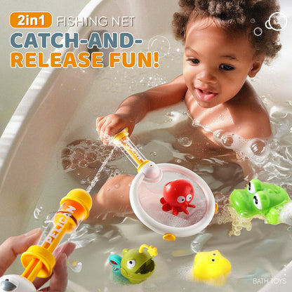 Aprilwolf Bath Toys for Kids, Magnetic Fishing Toys with Storage Bag and Light up Star, Wind Up Creatures Baby Bathtub Birthday Gifts for Toddlers 2-4 Boys Girls, 11 Pcs Set
