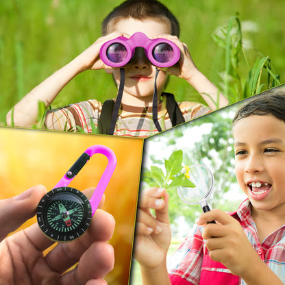 Binoculars for Kids – Perfect Toy for Little Boys and Girls – Extensive Set Incl. Magnifying Glass & Compass – Powerful Magnification 8X21 – 3 to 12 Year Old Kids for Toddler